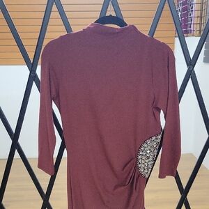 Elegant Long Sleeve Burgundy Dress